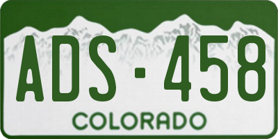 CO license plate ADS458