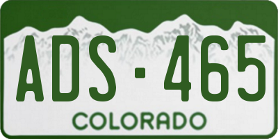 CO license plate ADS465