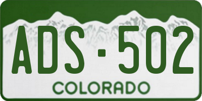 CO license plate ADS502