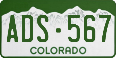 CO license plate ADS567
