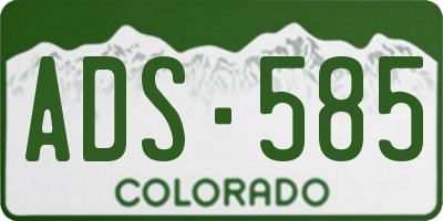 CO license plate ADS585