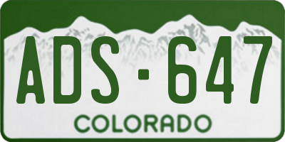 CO license plate ADS647