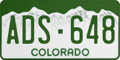 CO license plate ADS648