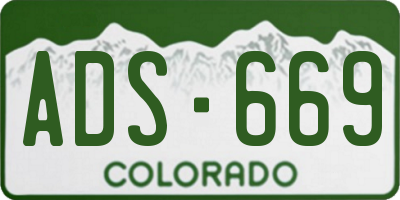 CO license plate ADS669
