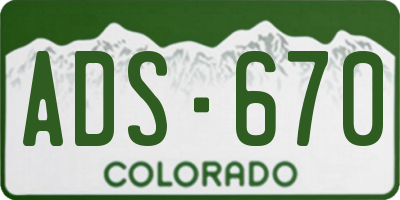 CO license plate ADS670