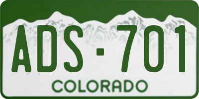 CO license plate ADS701