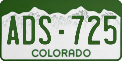 CO license plate ADS725