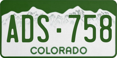 CO license plate ADS758