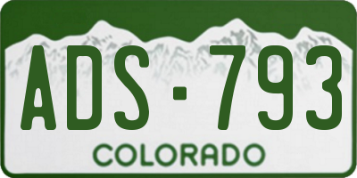 CO license plate ADS793
