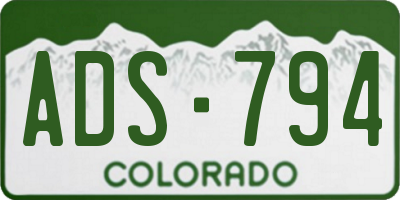 CO license plate ADS794