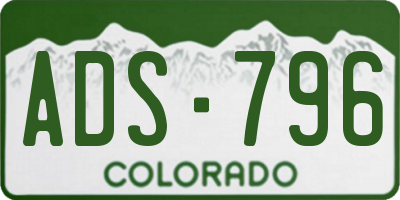 CO license plate ADS796