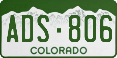 CO license plate ADS806