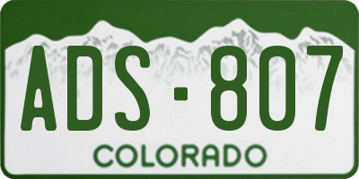 CO license plate ADS807