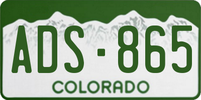 CO license plate ADS865