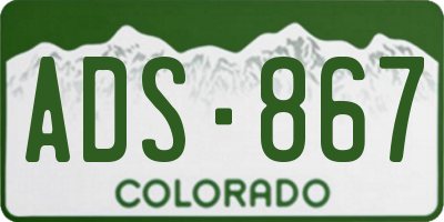CO license plate ADS867