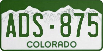 CO license plate ADS875