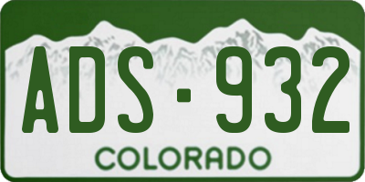 CO license plate ADS932