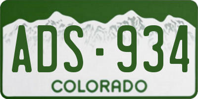 CO license plate ADS934