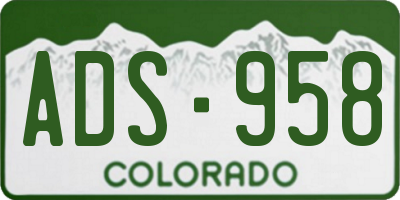 CO license plate ADS958