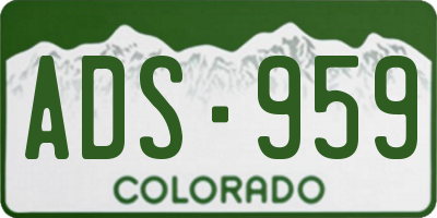 CO license plate ADS959