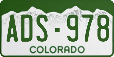 CO license plate ADS978