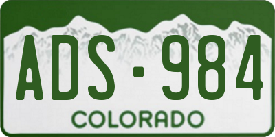 CO license plate ADS984