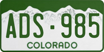 CO license plate ADS985