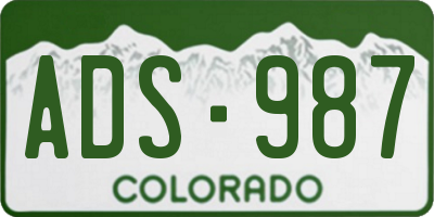 CO license plate ADS987