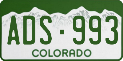 CO license plate ADS993