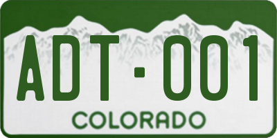 CO license plate ADT001