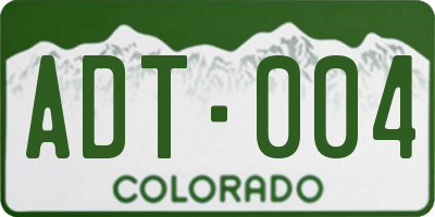 CO license plate ADT004
