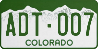 CO license plate ADT007