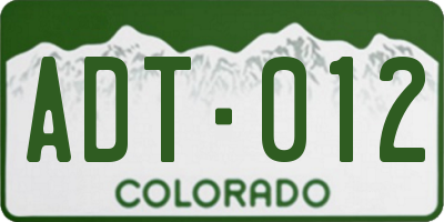 CO license plate ADT012