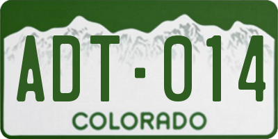 CO license plate ADT014