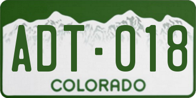 CO license plate ADT018