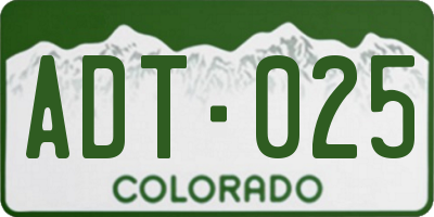 CO license plate ADT025