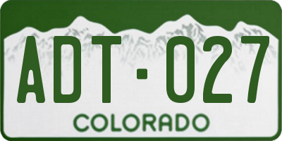 CO license plate ADT027