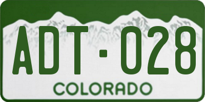 CO license plate ADT028