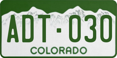 CO license plate ADT030