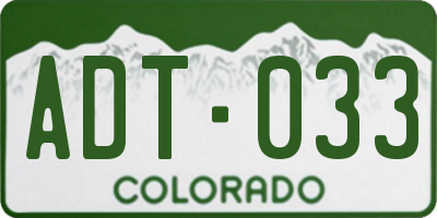 CO license plate ADT033