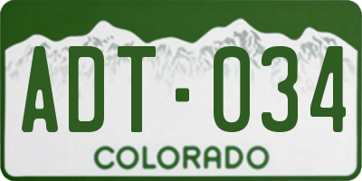 CO license plate ADT034