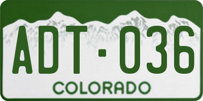 CO license plate ADT036