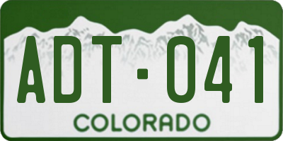 CO license plate ADT041