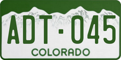 CO license plate ADT045