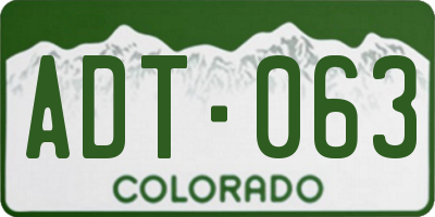 CO license plate ADT063
