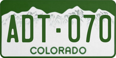 CO license plate ADT070
