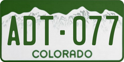 CO license plate ADT077