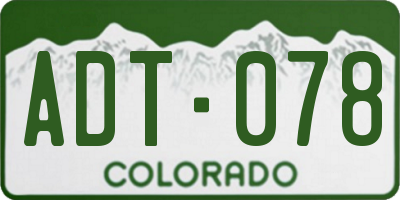 CO license plate ADT078