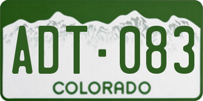 CO license plate ADT083