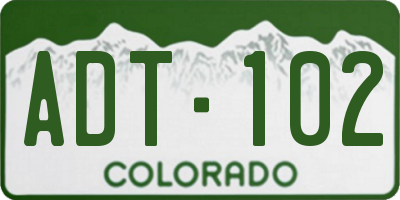CO license plate ADT102